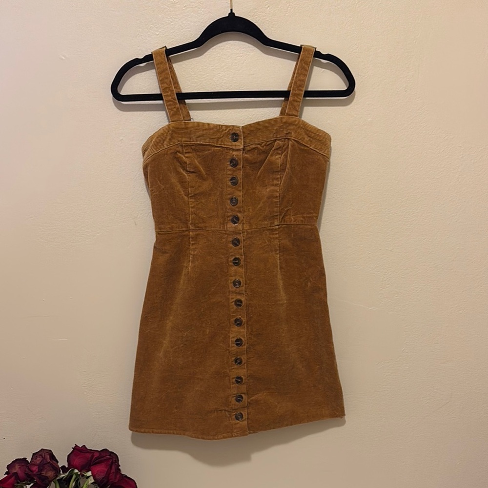 Sky and Sparrow Tan Button-Front Mini Dress - Picture 1 of 1